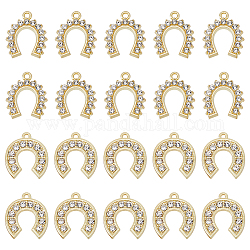 SUPERFINDINGS 20Pcs 2 Style Alloy Rhinestones Charms Horseshoe Charms Pendant Crystal Arch Shaped Pendants for Necklace Bracelet Earring Making DIY Jewelry, Hole: 1.5~1.8mm