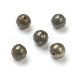 Perline pirite naturale, mezzo forato, tondo, 6mm, Foro: 1 mm