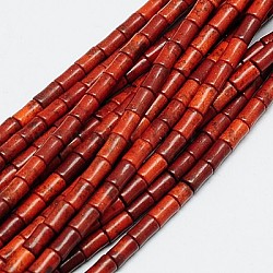 Синтетических нитей бирюзовые бусы, окрашенные, колонка, огнеупорный кирпич, 8~9x5 мм, отверстие : 1 мм, около 46 шт / нитка, 15.2 дюйм
