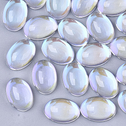 Transparente Glas Cabochons, ab Farbe plattiert, Oval, klar ab, 14x10x5 mm