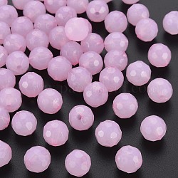 Perline acrilico jelly imitato, sfaccettato, tondo, perla rosa, 10x9.5mm, Foro: 1.8 mm, circa 890pcs/500g