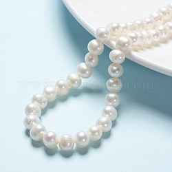 Brins de perles de culture d'eau douce naturelles, ronde, beige, 8.5~9mm, Trou: 0.8mm, Environ 45 pcs/chapelet, 14.96 pouce (38 cm)