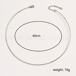 ステンレス製のシンプルな細いカラーのネックレス  リジッドチョーカーネックレス  ステンレス鋼色  15.75インチ（40cm）