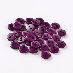 2-Agujero botones redondos de costura redondos para el diseño de vestuario, púrpura, 23x2mm, agujero: 1 mm
