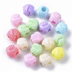 Opaque Polystyrene(PS) Plastic European Beads, Large Hole Beads, Wool Ball Shape, Mixed Color, 12x12x12mm, Hole: 5.5mm, about 500pc/500g