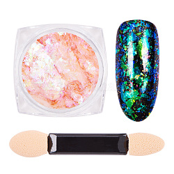 Arte de uñas polvo brillo, cielo estrellado / efecto espejo, decoración brillante de uñas, con un cepillo, salmón claro, 30x30x17mm, aproximamente 0.3 g / caja