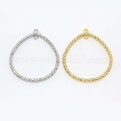 Alloy Crystal Rhinestone Pendants Settings for Dangling Charms, Teardrop, Mixed Color, 37x33x3mm, Hole: 1~1.5mm