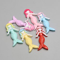 Resin Cabochons, Mermaid, Mixed Color, 41x19~22x5mm
