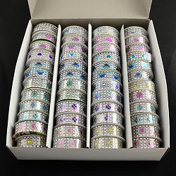 DIY Picture Stickers, with Acrylic Rhinestone and Adhesive Tape on the Other Side, Mixed Color, 20mm, about 50cm/roll, 48rolls/box