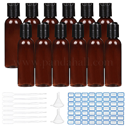DIY Kosmetik Vorratsbehälter Kits, mit Plastikquetschflaschen, Pipetten und Trichter, Label Paster, Kokosnuss braun, 11.65x3.15 cm, Kapazität: 60 ml, 18 Stück / Set