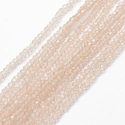 Chapelets de perles en verre transparente  , facette, rondelle, navajo blanc, 2.5x1.5mm, Trou: 0.5mm, Environ 197~201 pcs/chapelet, 12.9 pouce (33 cm)