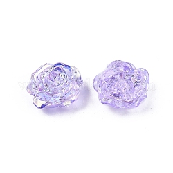 Perlas de plástico abs transparente, medio-perforado, flor, lila, 15x16x6.5mm, agujero: 1.2 mm