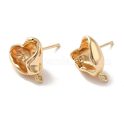 Accessoires de boucles d'oreilles en laiton doré, avec boucles et 925 épingles en argent sterling, cœur, 14x12mm, Trou: 1.2mm, pin: 11x0.7 mm