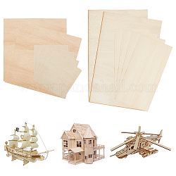 Olycraft 12 pz 4 pezzi di impiallacciatura in legno di tiglio, foglio di legno, per artigianato in legno fai da te, forma mista, grano, 10~30x10~20x0.15cm