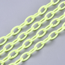 Acrylic Opaque Cable Chains, AB Color, Horse Eye, Champagne Yellow, 13x8x2mm, 18.5 inch~19.29 inch(47~49cm)/strand