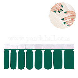 Couverture complète de couleur unie meilleurs autocollants pour les ongles, auto-adhésif, autocollant, pour les femmes filles manucure nail art décoration, verte, 10.9x3.9 cm