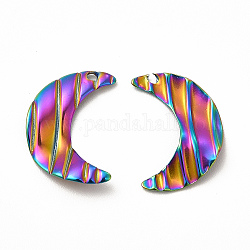 Placcatura ionica (ip) 304 ciondoli in acciaio inossidabile, fascino lunare, colore arcobaleno, 19x13x2mm, Foro: 1 mm