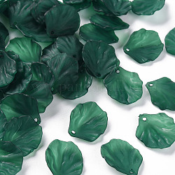 Прозрачные матовые акриловые подвески, Petaline, темно-зеленый, 19.5x16.5x4 мм, отверстие : 1.5 мм