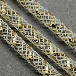 Gitterschlauch, Kunststoffnetzfaden Kabel, mit Goldader, Blumenweiß, 8 mm, 30 Yards / Bündel