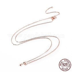 925 fabrication de collier de chaînes de câbles en argent sterling, avec des pinces à glace, or rose, 17.72 pouce (45 cm)
