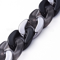 Акриловые цепочки ручной работы, с пластиковыми соединительными кольцами ccb, овальные, для изготовления ювелирных изделий, металлический черный, темно-серый, ссылка: 30x21x6 mm, 39.37 дюйм (1 м) на прядь