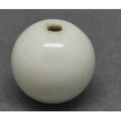 Perline di porcellana antico fantasia fatto a mano, tondo, bianco, 25mm, Foro: 4 mm
