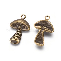 Tibetan Style Alloy Mushroom Pendants, Cadmium Free & Nickel Free & Lead Free, Antique Bronze, 28x17x3mm, Hole: 2mm, about 574pcs/1000g
