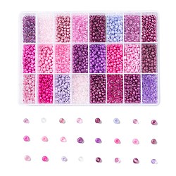 288g perles de rocaille en verre 24 couleurs, ronde, couleur mixte, 6/0, 4~5x2.5~4.5mm, Trou: 1.2~1.5mm, 12 g / couleur