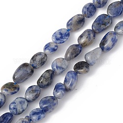 Perles de jaspe tache bleue naturelle, puce, 8~11x5~8x5~8mm, Trou: 1mm, Environ 43~46 pcs/chapelet, 15.35'' (39 cm)