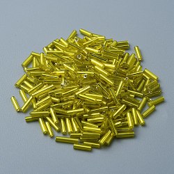 Perles en verre, colonne, jaune, 6.5~8x1.5~2mm, Trou: 0.9mm, environ 300 pcs / sachet 