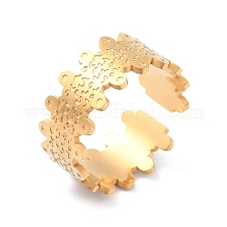 Placcatura ionica (ip) 304 anello per polsino aperto grosso strutturato in acciaio inossidabile da donna, oro, diametro interno: 17.3mm