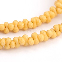 Frosted Glass Bead Strands, Bone, Navajo White, 4x2mm, Hole: 0.5mm, about 282pcs/strand, 18.5inch