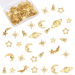 Olycraft Zinc Alloy Cabochons, for DIY Crystal Epoxy Resin Material Filling, Mixed Shapes, Antique Golden, 112pcs/box