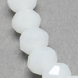 Glass Beads Strands, Imitation Jade Style, Faceted, Rondelle, White, 10x7mm, Hole: 1mm, about 70~72pcs/strand, 18inch