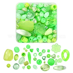 100g perle sintetiche, forme misto, verde lime, 5.5~28x6~20x3~11mm, Foro: 1~5 mm