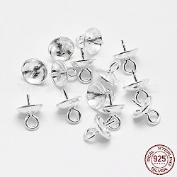 925 gancio per pendente in argento sterling rodiato, per mezzo forato perle, platino, 6.5x5mm, Foro: 1 mm, ago :0.5mm