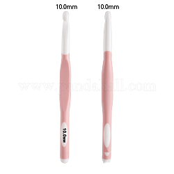 ABS-Kunststoff-Häkelnadeln, mit tpr griff, zum Flechten von Häkelnähwerkzeugen, rosa, 185 mm, Stift: 10 mm