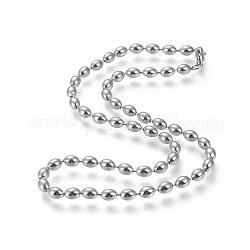 304 inoxydable colliers de perles d'acier, avec fermoir pince de homard, riz, couleur inoxydable, 16.65 pouce (42.3 cm), riz: 6.5x4.5mm
