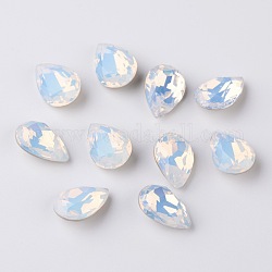 Cabochons en verre strass en forme de larme, Grade a, dos et dos plaqués, opale blanc, 9mm