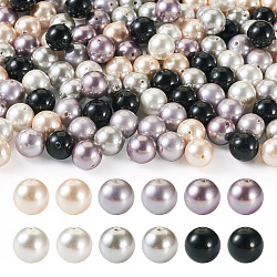 150 pièces 6 couleurs ensembles de perles de nacre, ronde, couleur mixte, 8mm, Trou: 1mm, 25 pcs / couleur