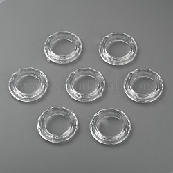 Transparent Acrylic Beads, Faceted, Donut, Clear, about 19.5mm in diameter, 4.5mm thick, hole: 12mm, about 740pcs/500g