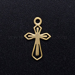 201 petite croix en acier inoxydable, or, 15x9x1mm, Trou: 1.5mm