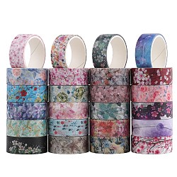 Floral Theme Pattern Paper Adhesive Tape, for Card-Making, Scrapbooking, Diary, Planner, Envelope & Notebooks, Mixed Color, 15mm