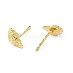 Boucles d'oreilles en forme de coquillage en laiton pour femme, sans cadmium et sans plomb, véritable 24k plaqué or, 5x9mm, pin: 0.8 mm