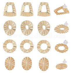 Beebeecraft 16Pcs 4 Style Donut & Flat Round & Trapezoid Brass Stud Earring Findings, with Vertical Loops & 30Pcs Plastic Ear Nuts, Real 18K Gold Plated, 17x21.5x13~19mm, Hole: 1.2~2mm, Pin: 0.7~0.8mm, 4Pcs/style