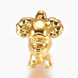 Perline in lega, dodici segni dello zodiaco cinese, vero placcato oro 18k, pecora, 9.5~13.5x6~14x12~16mm, Foro: 3 mm