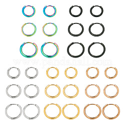Pandahall 30 шт. 15 стиля 316l хирургические серьги-кольца из нержавеющей стали для девочек и женщин, разноцветные, 12 датчик, 14~18x2 мм, штифты : 0.9 мм, 2шт / стиль