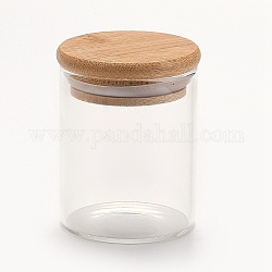Glasflaschen, mit Bambusstopfen, für Süßigkeiten, Tee, Kolumne, Transparent, 8.1~8.4 cm