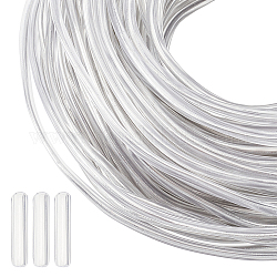 Fil d'aluminium superdant 30m, ronde, pour chapeau, fabrication d'ornements de cheveux, avec 100 embouts en silicone, platine, 9 jauge, 3mm