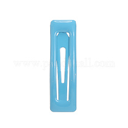 Iron Snap Hair Clips Findings, DIY Hair Accessories Making, with Enamel, Rectangle, Light Sky Blue, 70mm